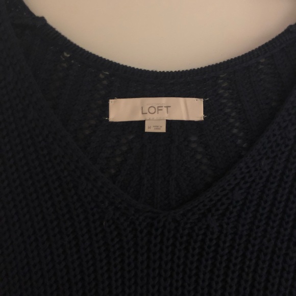 LOFT navy cable knit sweater - Picture 3 of 3
